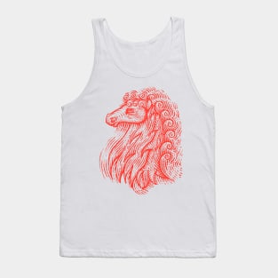 Side Profile of a Horse Head with Curly Hair Hand Drawn Illustration Tank Top